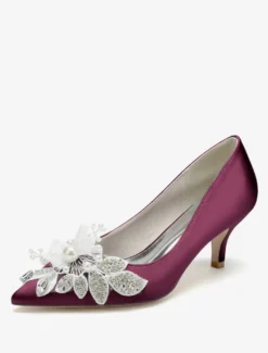 Chaussures de mariage Escarpins de mariée en satin à bout pointu