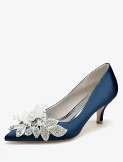 Chaussures de mariage Escarpins de mariée en satin à bout pointu