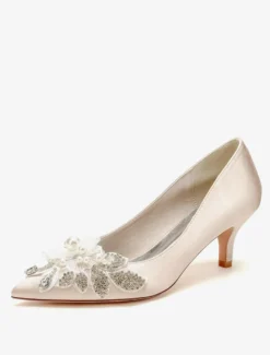 Chaussures de mariage Escarpins de mariée en satin à bout pointu
