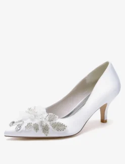 Chaussures de mariage Escarpins de mariée en satin à bout pointu