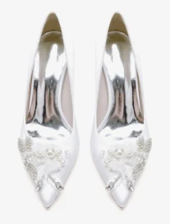 Chaussures de mariage Escarpins de mariée en satin à bout pointu