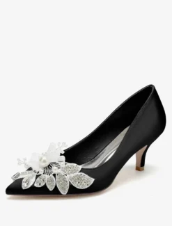 Chaussures de mariage Escarpins de mariée en satin à bout pointu