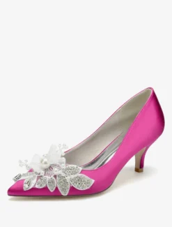 Chaussures de mariage Escarpins de mariée en satin à bout pointu