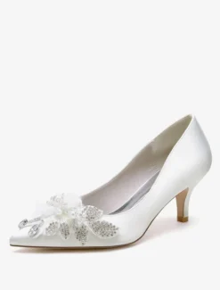Chaussures de mariage Escarpins de mariée en satin à bout pointu