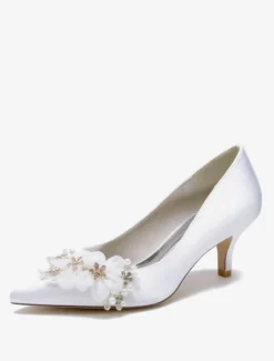 Chaussures de mariage Escarpins de mariée en satin à bout pointu