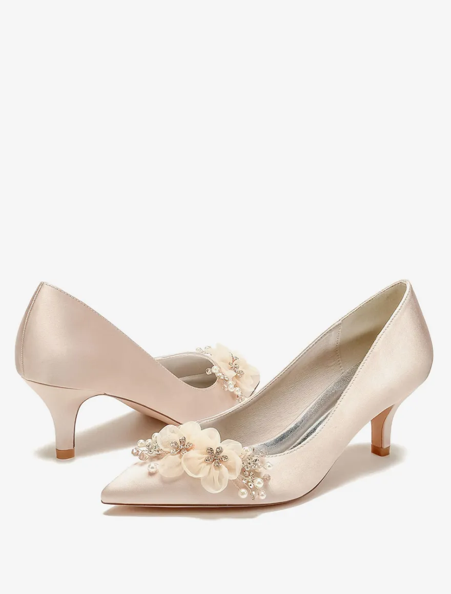Chaussures de mariage Escarpins de mariée en satin à bout pointu
