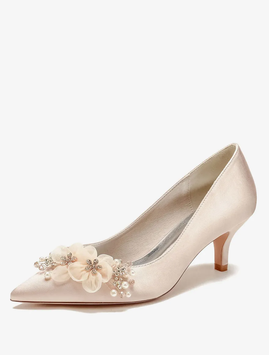 Chaussures de mariage Escarpins de mariée en satin à bout pointu