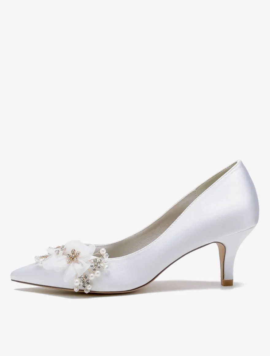 Chaussures de mariage Escarpins de mariée en satin à bout pointu