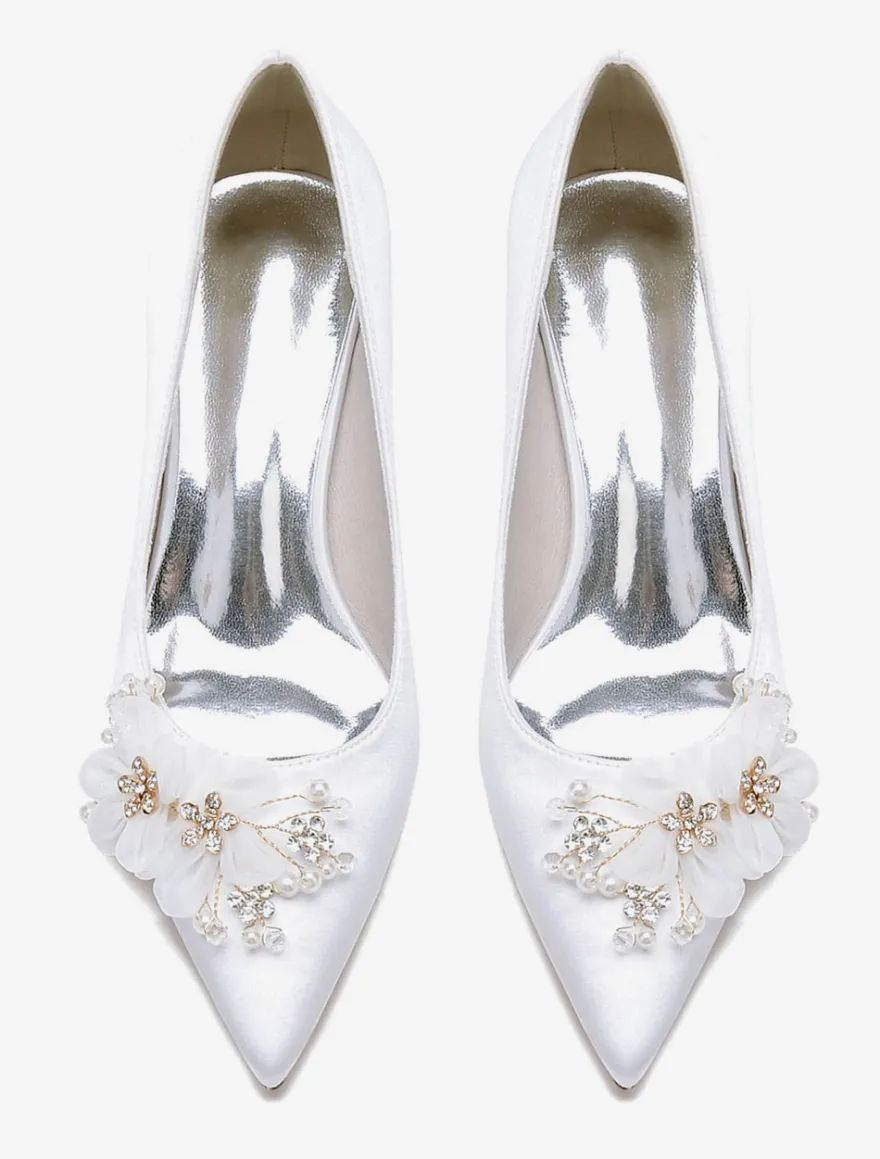 Chaussures de mariage Escarpins de mariée en satin à bout pointu