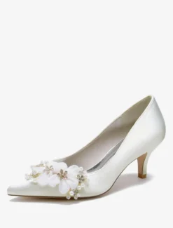 Chaussures de mariage Escarpins de mariée en satin à bout pointu