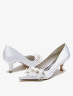 Chaussures de mariage Escarpins de mariée en satin à bout pointu