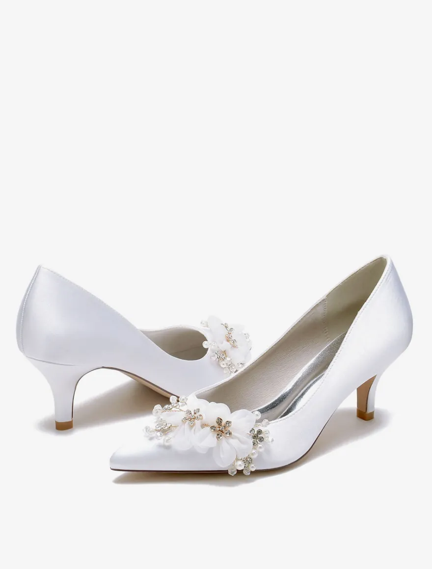 Chaussures de mariage Escarpins de mariée en satin à bout pointu