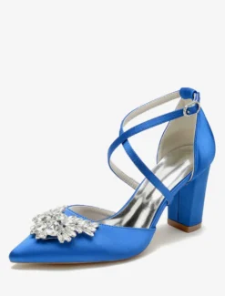 Chaussures de mariage Escarpins de mariée Satin Bout pointu Strass