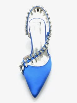 Chaussures De Mariage Escarpins De Mariée Soie Et Satin Bout Pointu Strass