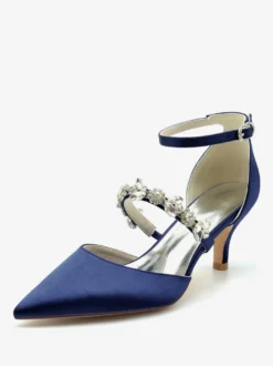 Chaussures de mariage Escarpins de mariée Satin Bout pointu Strass