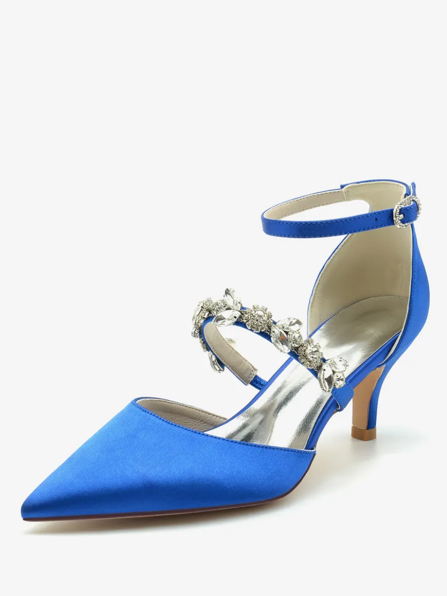 Chaussures de mariage Escarpins de mariée Satin Bout pointu Strass