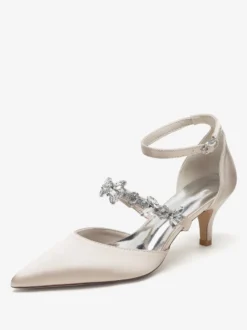 Chaussures de mariage Escarpins de mariée Satin Bout pointu Strass