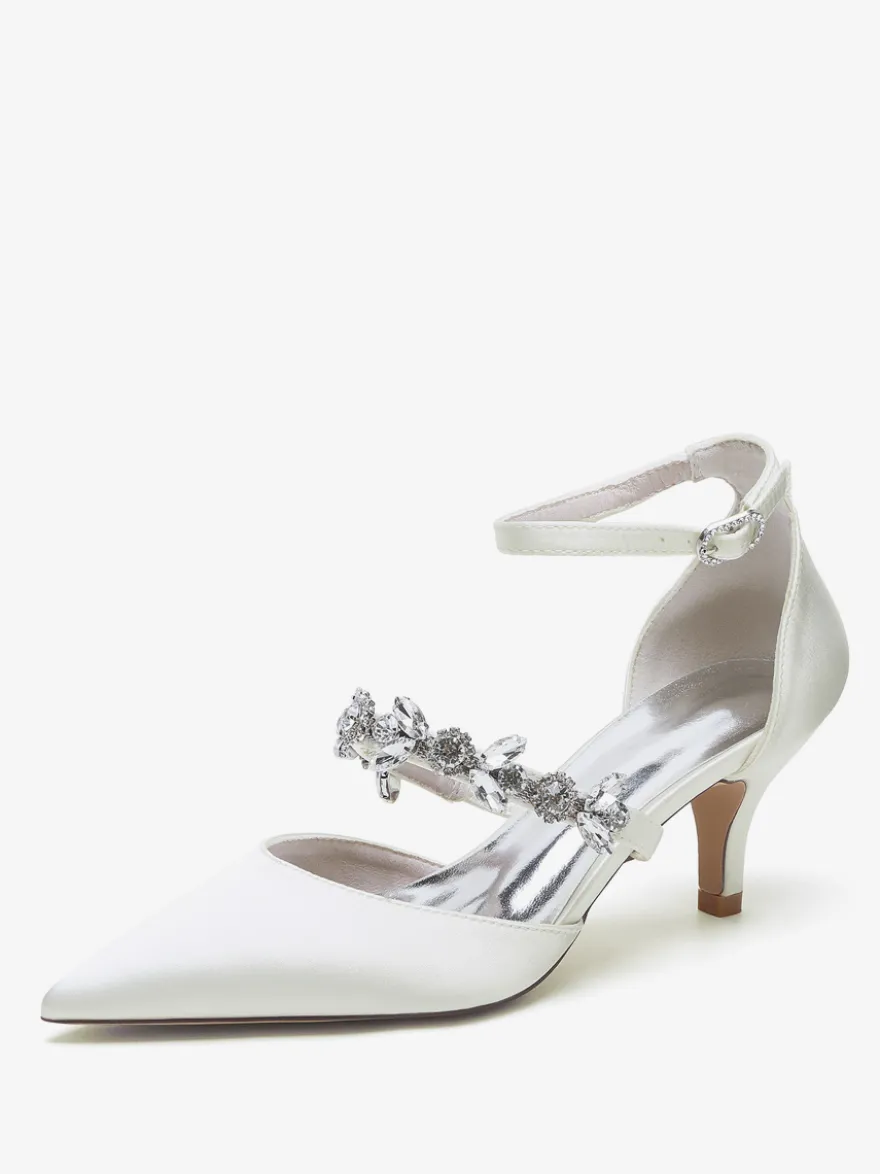 Chaussures de mariage Escarpins de mariée Satin Bout pointu Strass