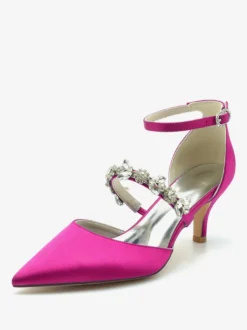 Chaussures de mariage Escarpins de mariée Satin Bout pointu Strass