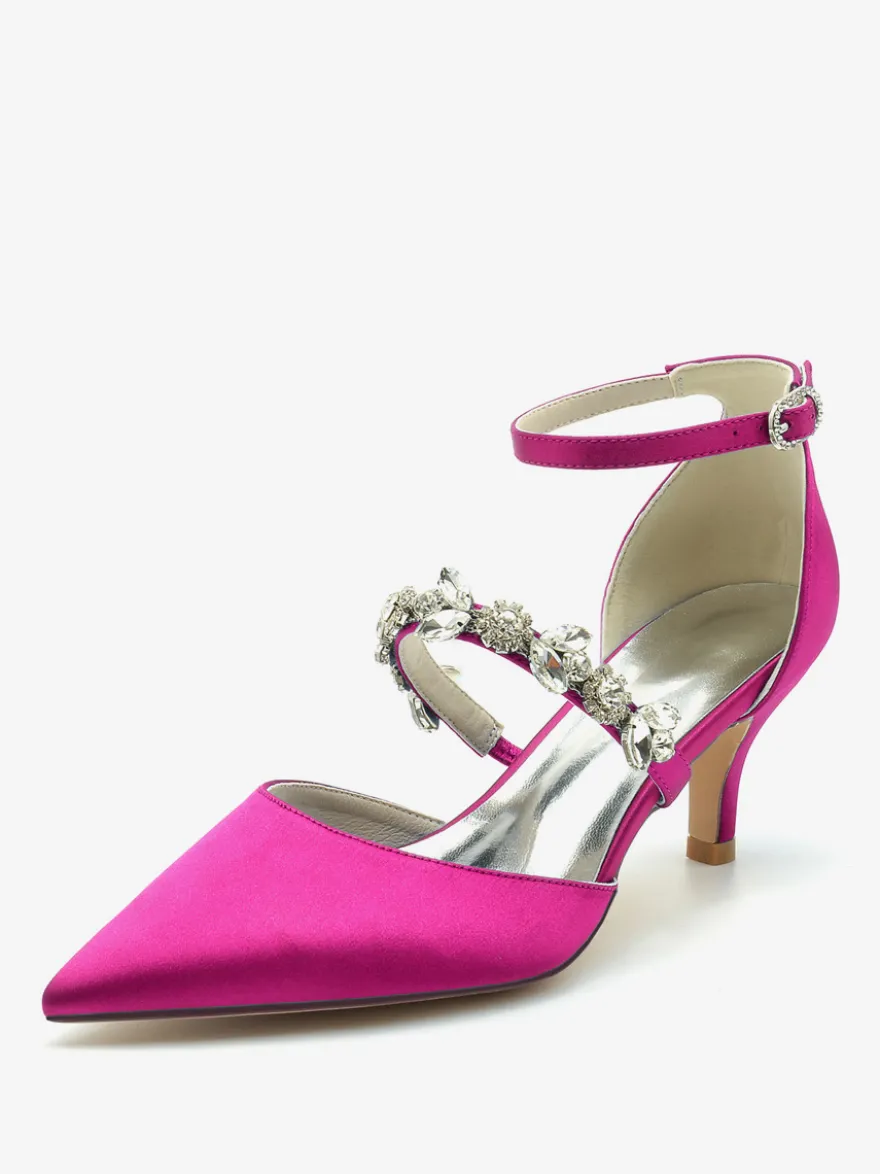 Chaussures de mariage Escarpins de mariée Satin Bout pointu Strass