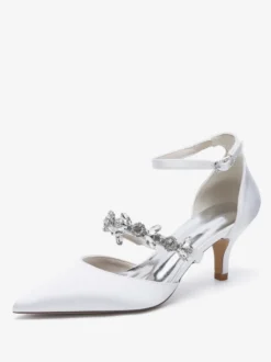 Chaussures de mariage Escarpins de mariée Satin Bout pointu Strass