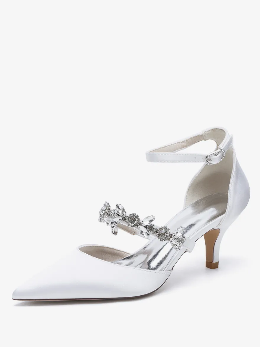 Chaussures de mariage Escarpins de mariée Satin Bout pointu Strass