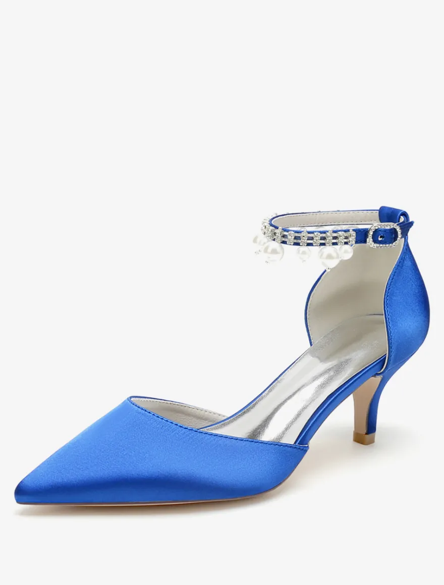 Chaussures de mariage Escarpins de mariée en satin à bout pointu