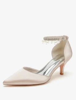 Chaussures de mariage Escarpins de mariée en satin à bout pointu