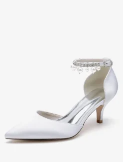 Chaussures de mariage Escarpins de mariée en satin à bout pointu