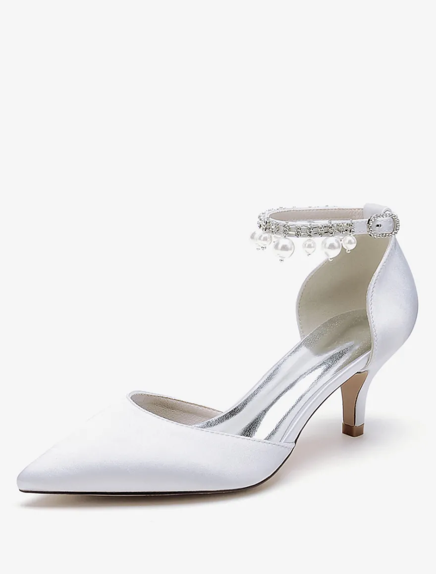 Chaussures de mariage Escarpins de mariée en satin à bout pointu
