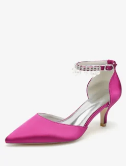 Chaussures de mariage Escarpins de mariée en satin à bout pointu