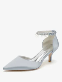 Chaussures de mariage Escarpins de mariée en satin à bout pointu