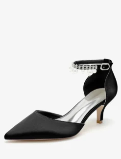 Chaussures de mariage Escarpins de mariée en satin à bout pointu