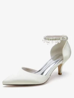 Chaussures de mariage Escarpins de mariée en satin à bout pointu