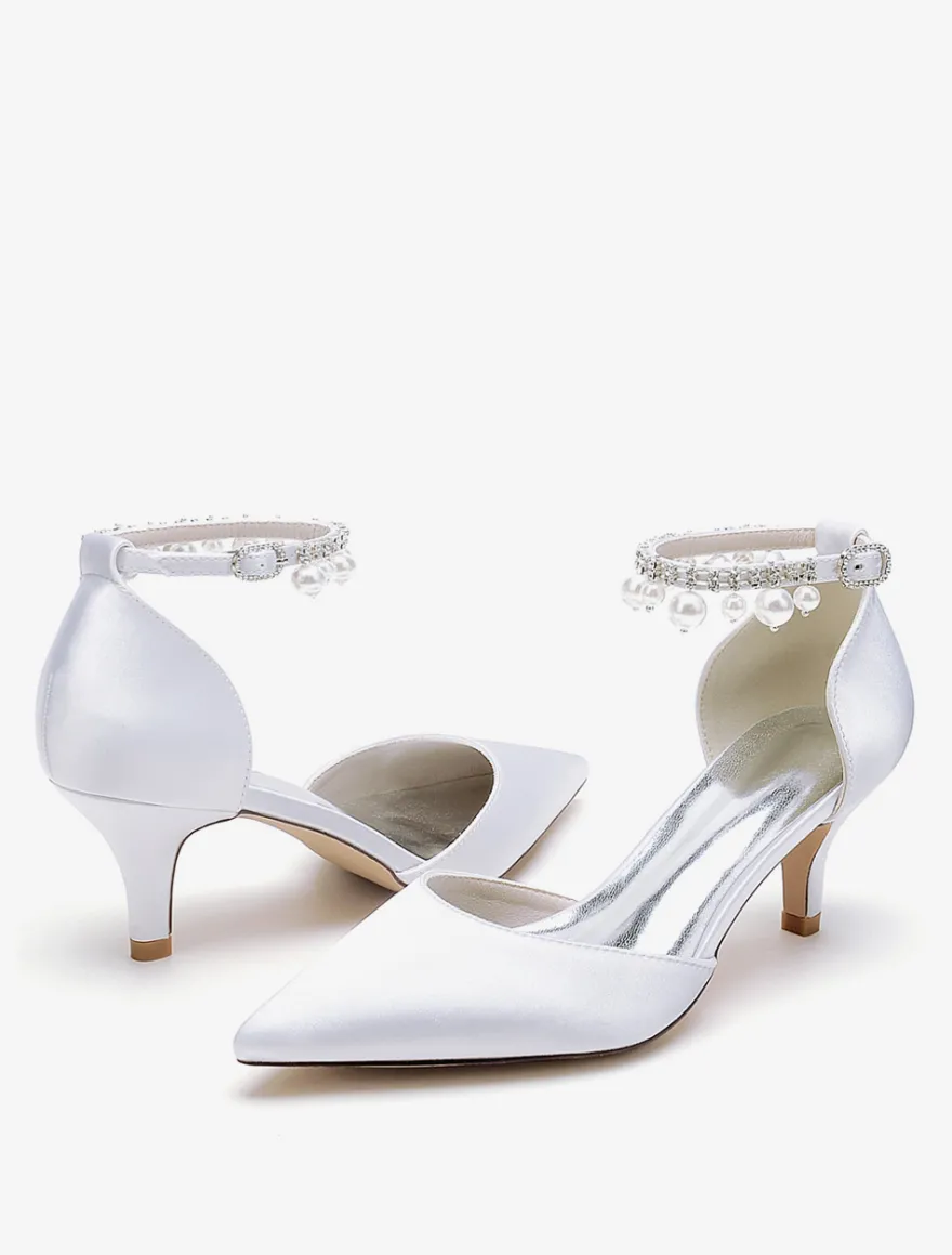 Chaussures de mariage Escarpins de mariée en satin à bout pointu