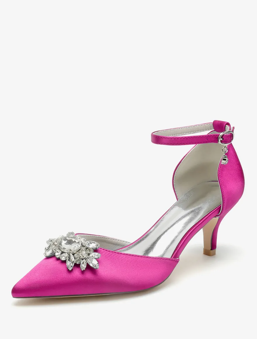 Chaussures de mariage Escarpins de mariée Satin Bout pointu Strass
