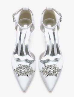 Chaussures de mariage Escarpins de mariée Satin Bout pointu Strass
