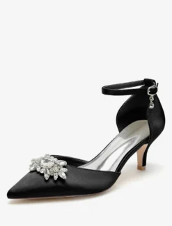 Chaussures de mariage Escarpins de mariée Satin Bout pointu Strass