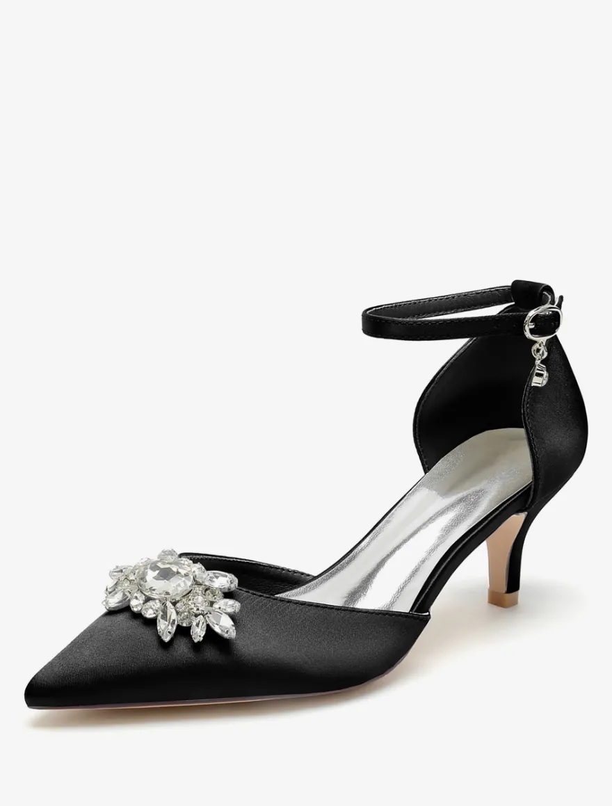 Chaussures de mariage Escarpins de mariée Satin Bout pointu Strass