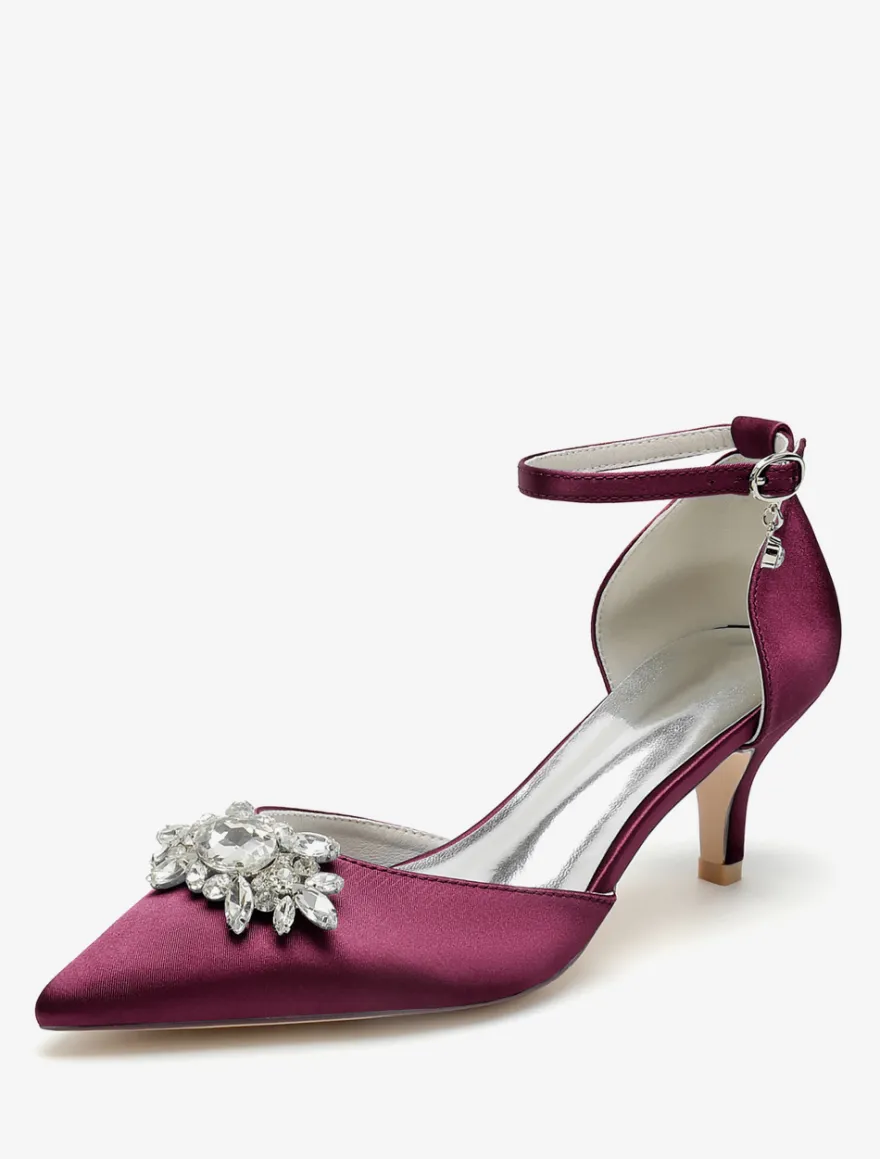 Chaussures de mariage Escarpins de mariée Satin Bout pointu Strass