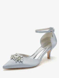 Chaussures de mariage Escarpins de mariée Satin Bout pointu Strass