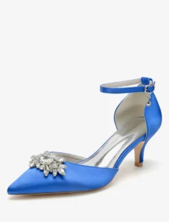 Chaussures de mariage Escarpins de mariée Satin Bout pointu Strass