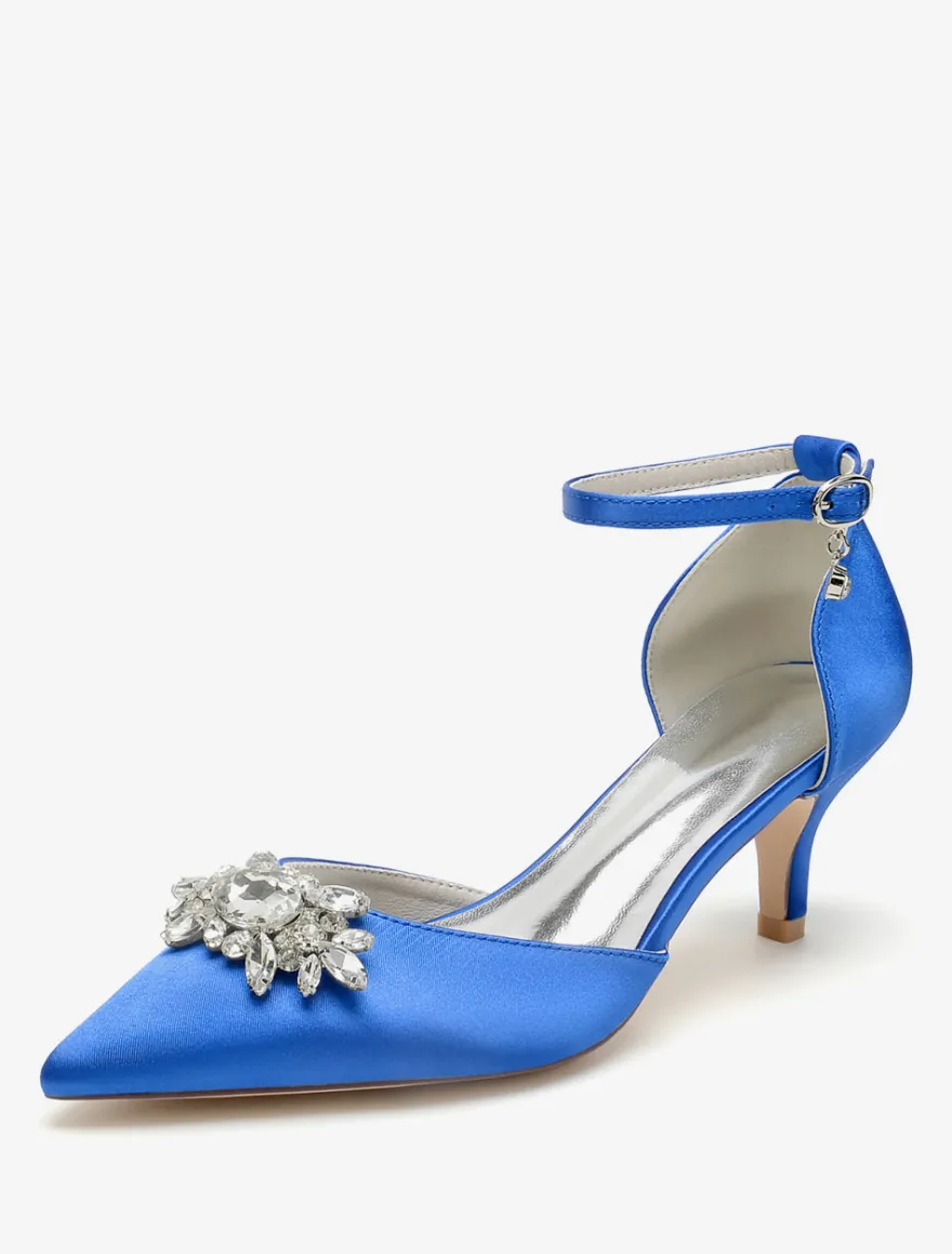 Chaussures de mariage Escarpins de mariée Satin Bout pointu Strass