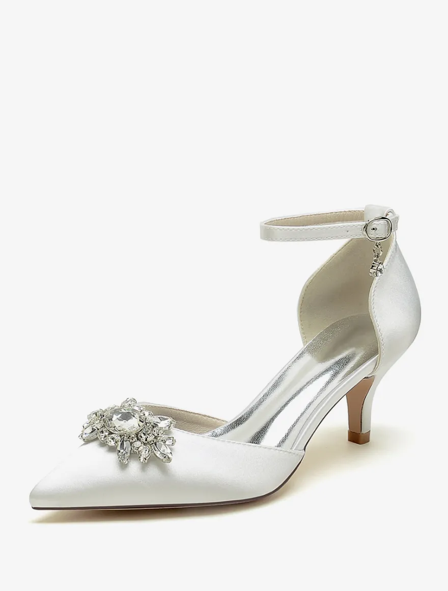 Chaussures de mariage Escarpins de mariée Satin Bout pointu Strass