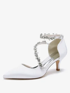 Chaussures de mariage Escarpins de mariée en satin à bout pointu