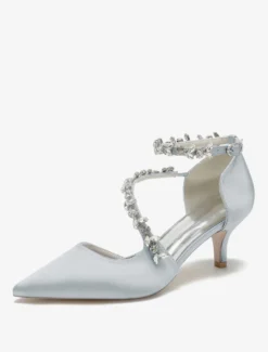 Chaussures de mariage Escarpins de mariée en satin à bout pointu