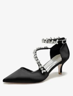 Chaussures de mariage Escarpins de mariée en satin à bout pointu