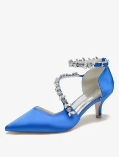 Chaussures de mariage Escarpins de mariée en satin à bout pointu