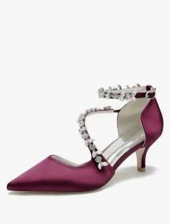 Chaussures de mariage Escarpins de mariée en satin à bout pointu