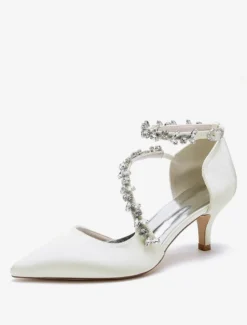 Chaussures de mariage Escarpins de mariée en satin à bout pointu
